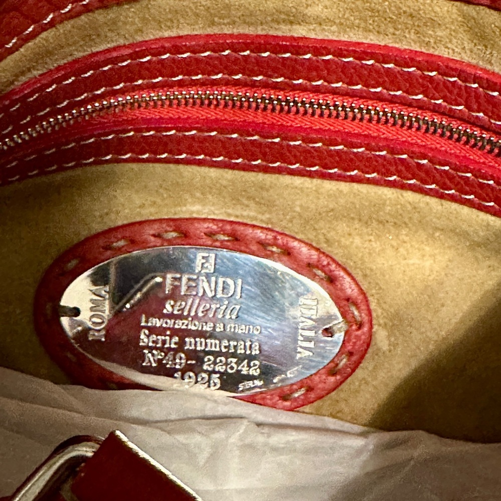 Fendi Sellaria Red Leather Bag w/Silver Hardware - Picture 12 of 12
